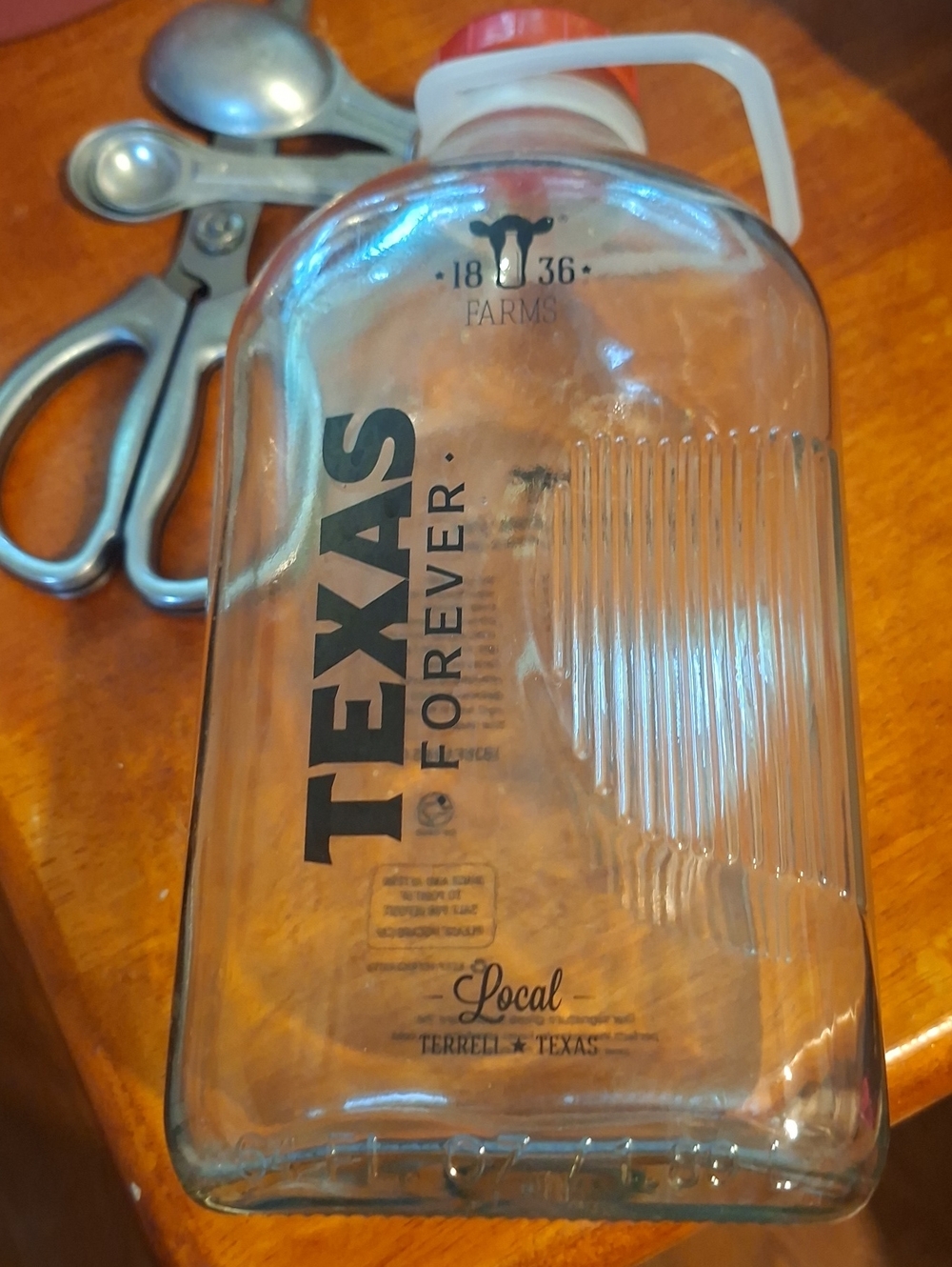 Texas Forever Clear Glass Flask with Red Cap -
